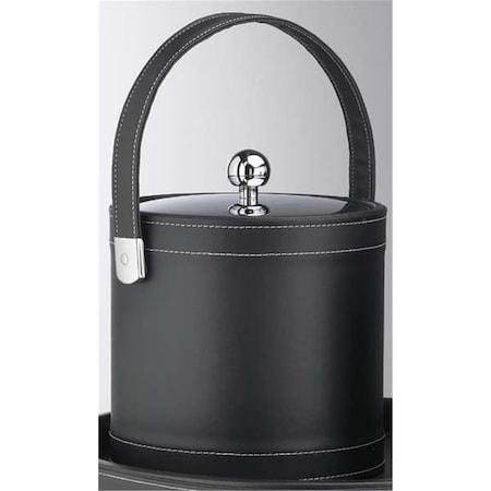 Sharptools Stitched Black 3 Quart Stitched Ice Bucket with Stitched Handle and Metal Cover SH88573